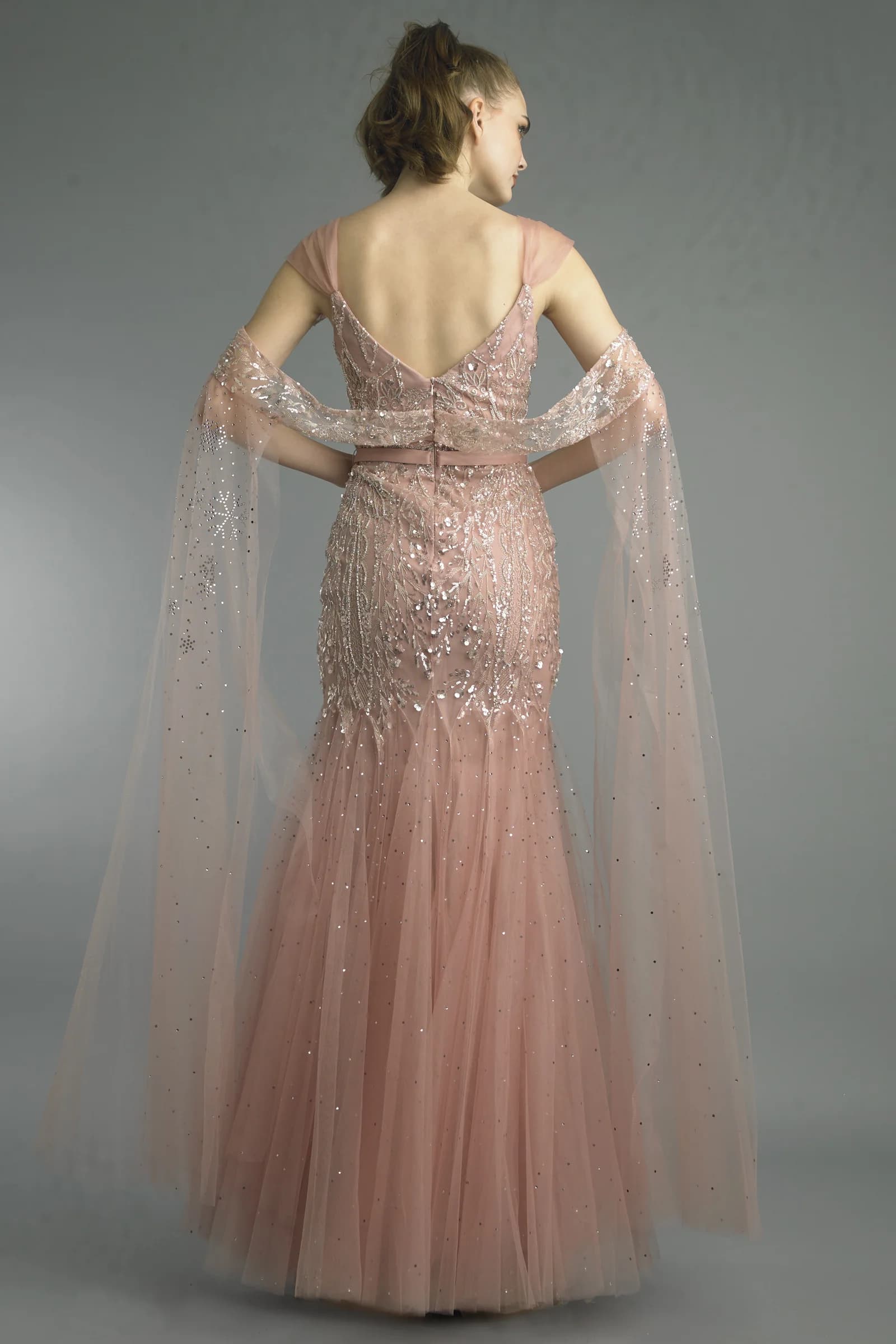 Beaded Off-Shoulder Mermaid Gown view 3