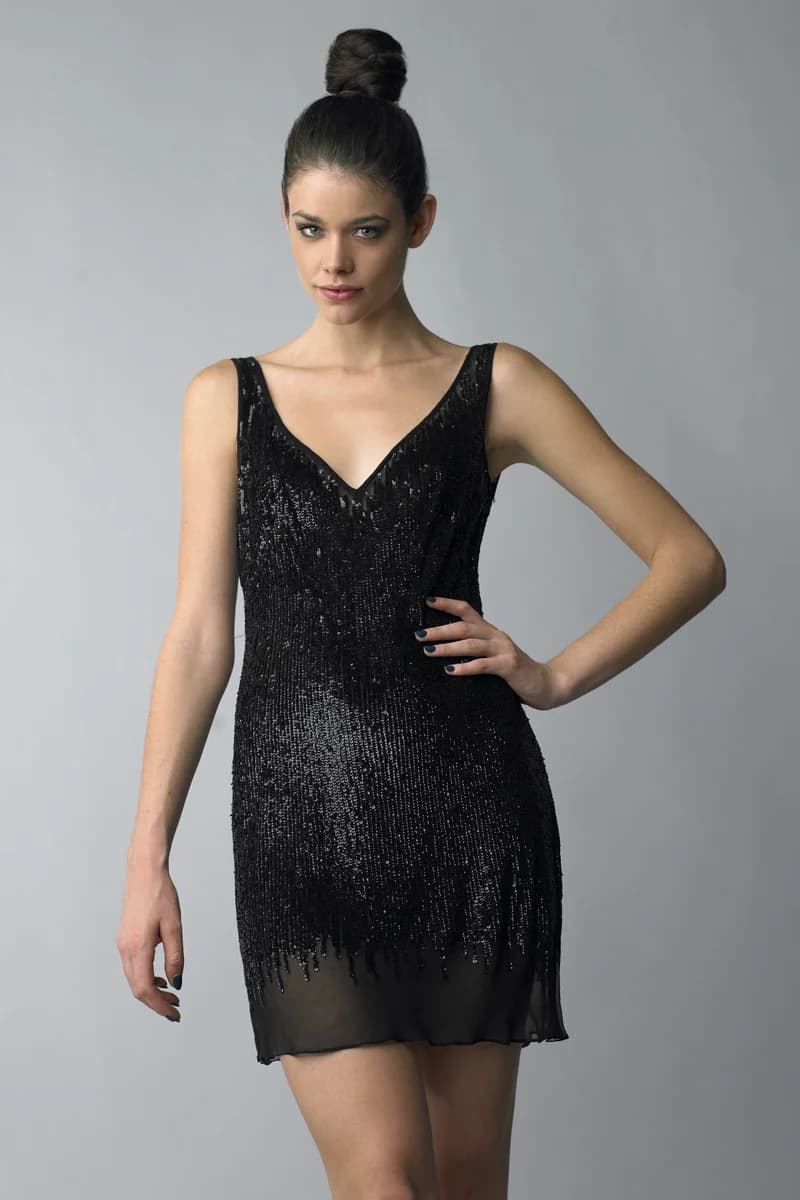 Sequin Cascade V-Neck Mini Dress view 2