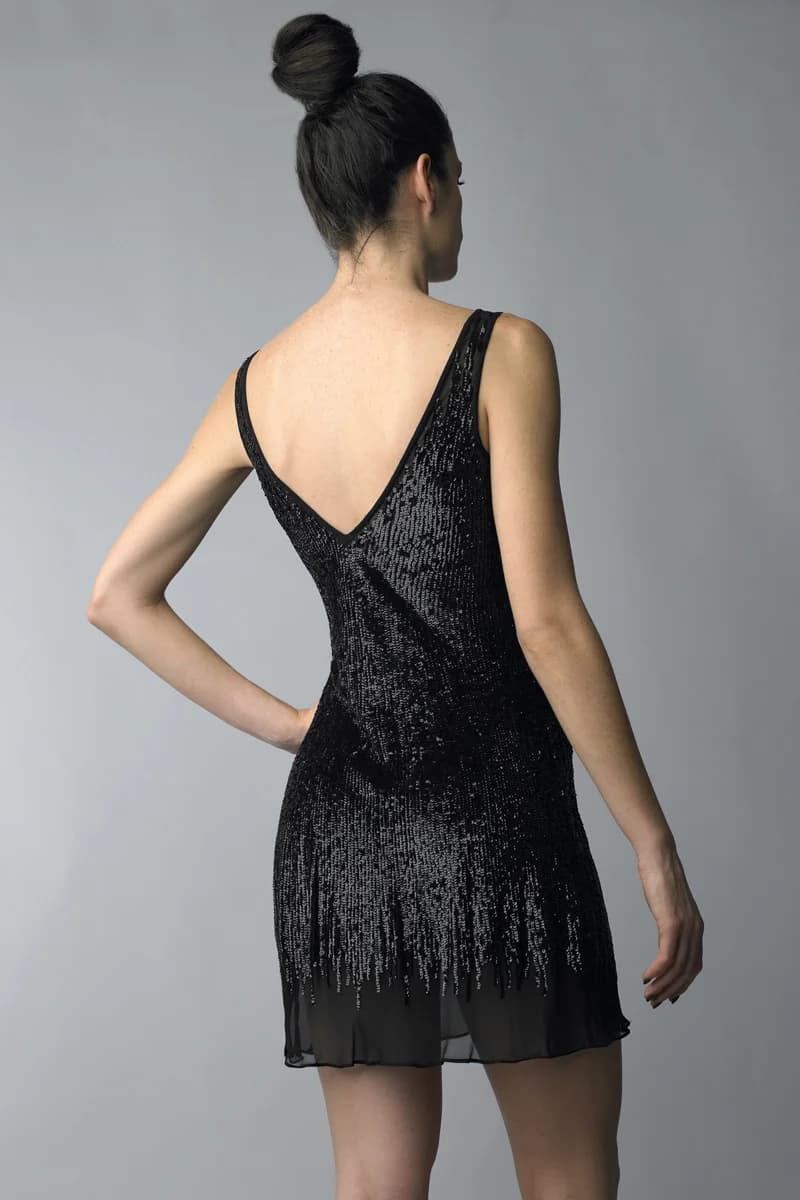 Sequin Cascade V-Neck Mini Dress view 3