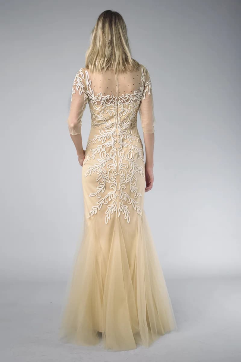 Embroidered Tulle Mermaid Gown view 1