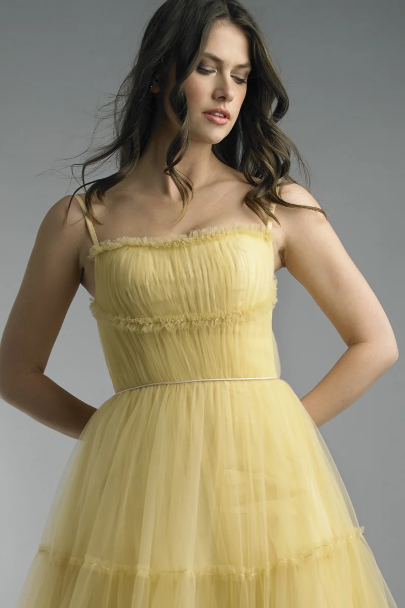 Pleated Tiered Gown