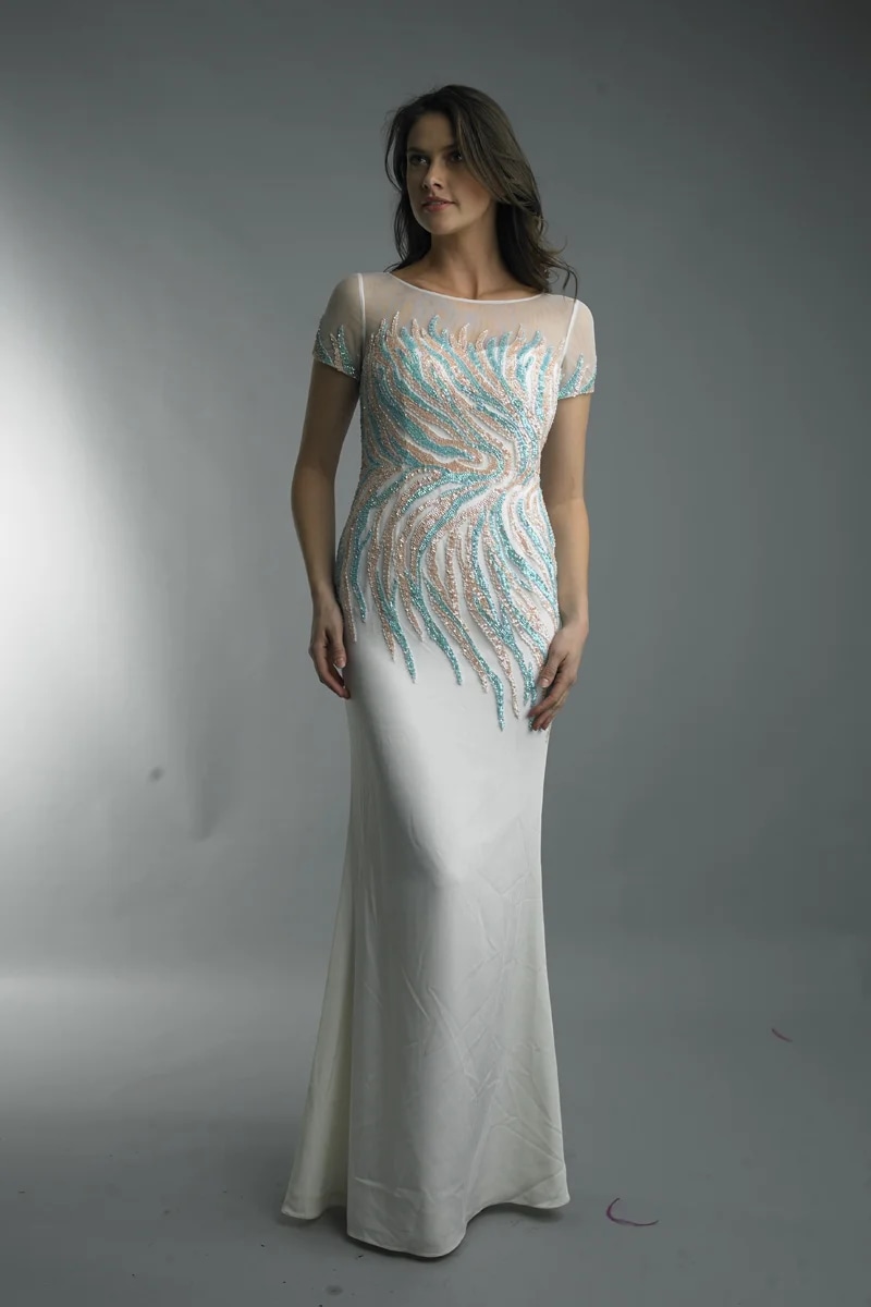 short sleeve evening dress